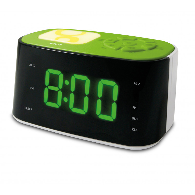 Réveil numérique RCA avec affichage vert