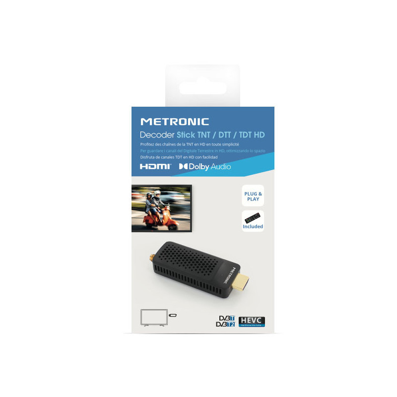 Ecost customer return Metronic 441625 Decoder TDT Dongle Stick DVBT2 HEVC  HDMI USB EC/24809722 купить в интернет-магазине