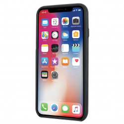 Coque rigide cuir PU pour iPhone  X/XS - noire