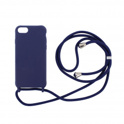 Coque semi-rigide avec cordon pour iPhone 6/6S/7/8/SE 2020 - bleu navy