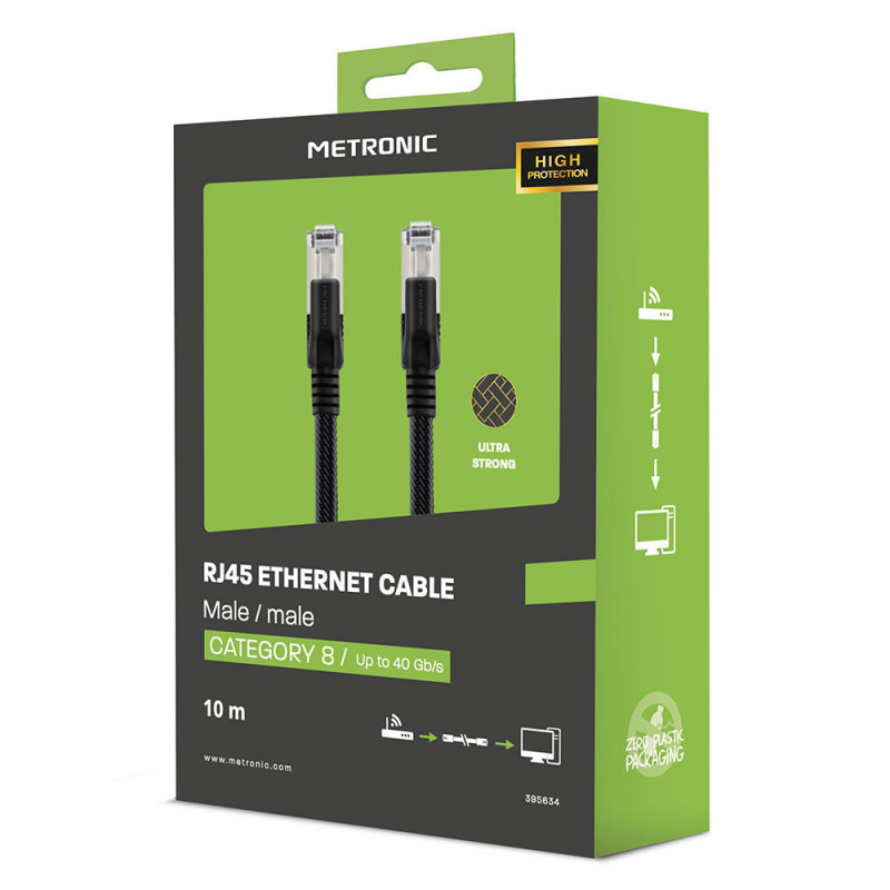 Câble Ethernet METRONIC Câble Ethernet RJ45 CAT 8 mâle/mâle tres