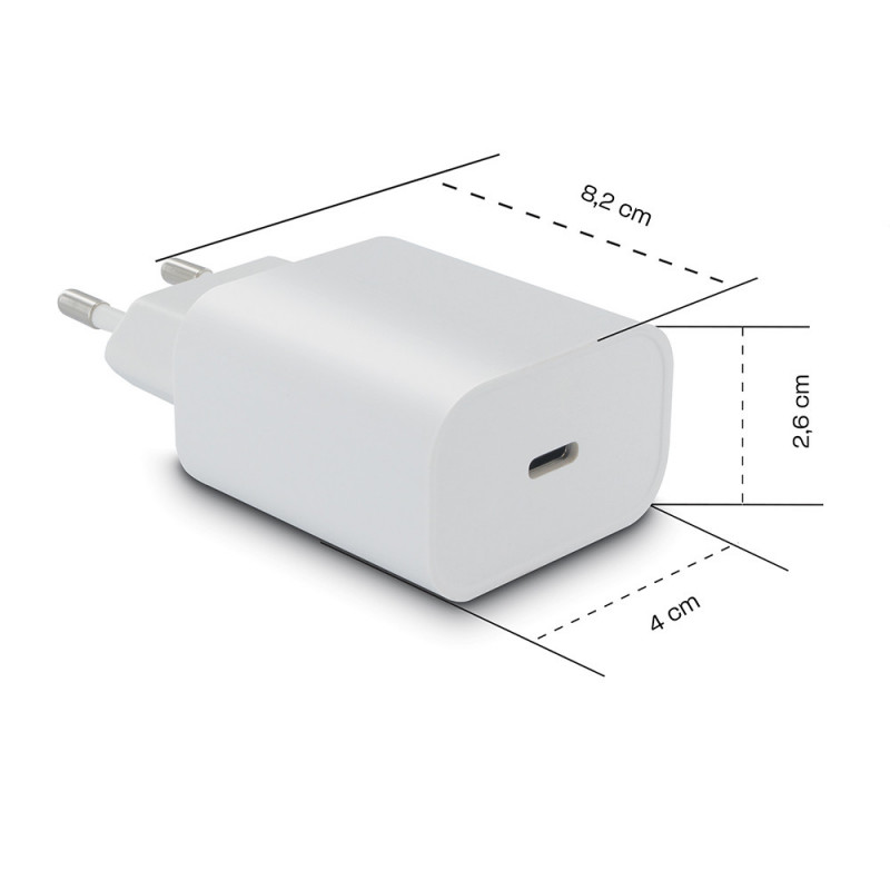 Chargeur Secteur USB-C Power Delivery 20W Charge Rapide - Blanc - Français