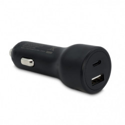 Chargeur allume-cigares 32W 1 USB-C Power Delivery 20W+ 1 USB-A IC Smart 12W-100% PR - noir