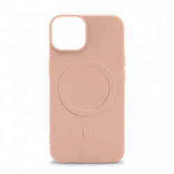 Coque semi-rigide compatible MagSafe pour iPhone 15 Pro - Rose poudré
