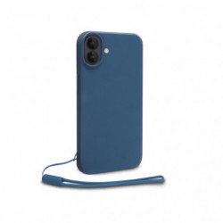 Coque semi-rigide avec dragonne amovible pour iPhone 16 - Bleu gris