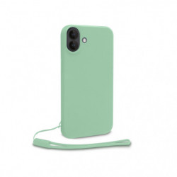 Coque semi-rigide avec dragonne amovible pour iPhone 16 - Vert d'eau