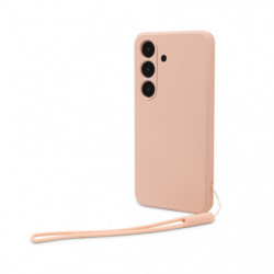 Coque semi-rigide avec dragonne amovible pour Samsung Galaxy A16 - Rose poudré