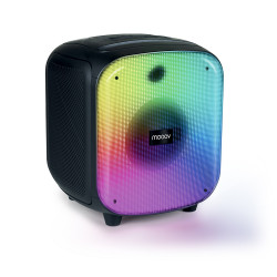 Enceinte Party Cube sans fil avec effets lumineux - Noire et bleue